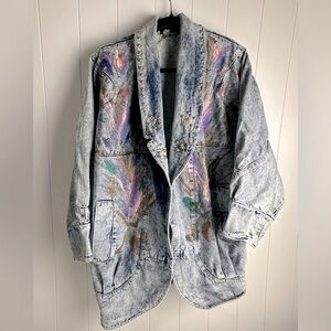 Vintage 80’s Women’s Denim Jacket Designs medium made in USA
